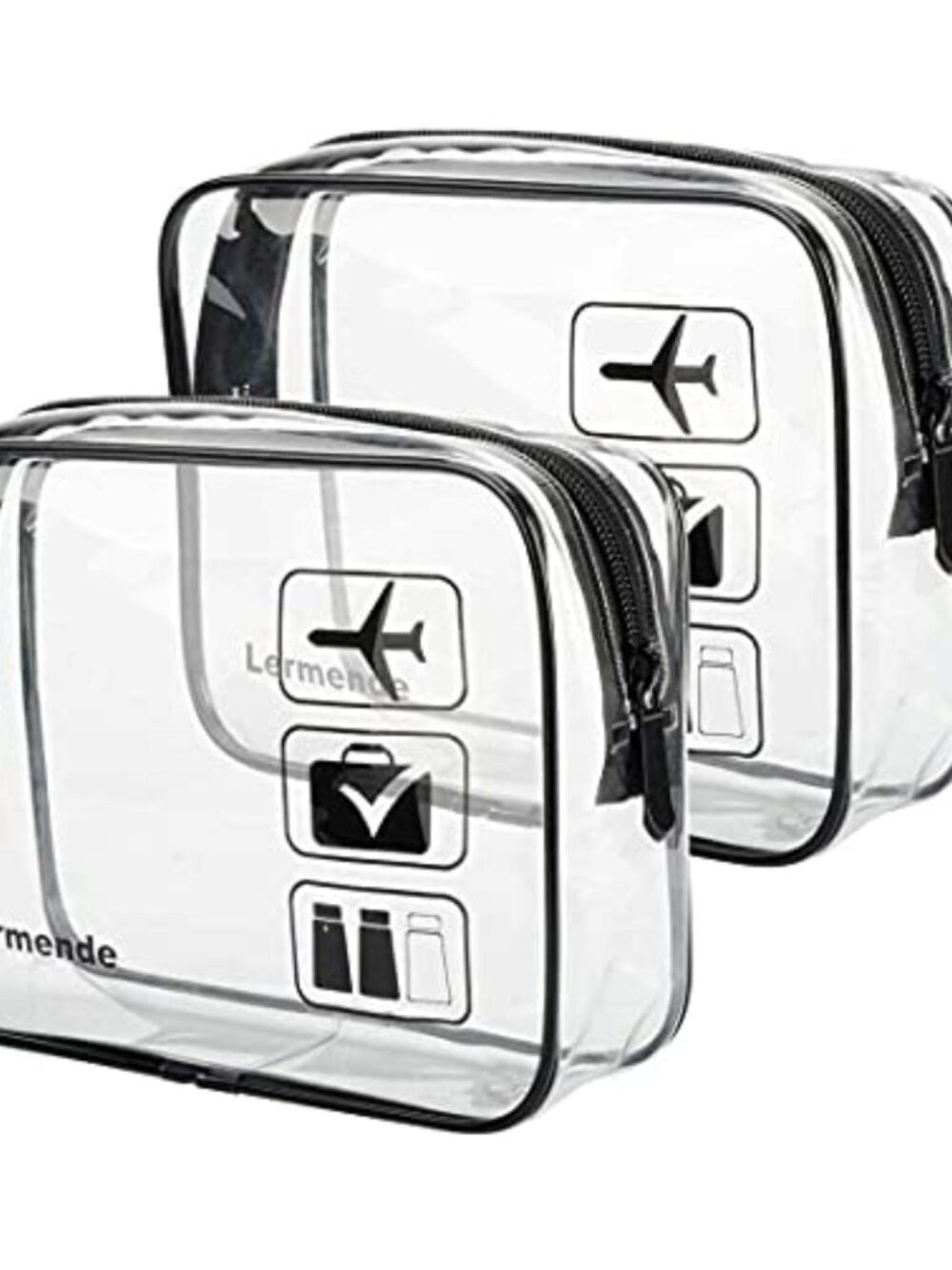 Clear Toiletry Bag 2 Pack TSA Approved Waterproof Travel Carry-On Zipper